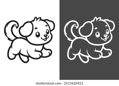 A cute dog vector line art illustration refers to a minimalist drawing style that uses simple lines and shapes to depict a dog in an adorable and charming manner. The design is in vector format.