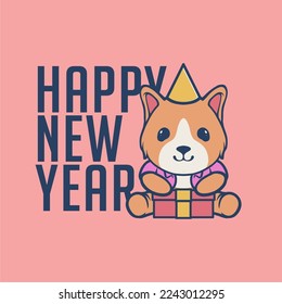 CUTE DOG VECTOR NEW YEAR