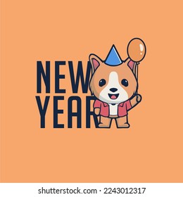 CUTE DOG VECTOR NEW YEAR