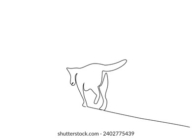 cute dog walking alone thoughtful sad looking away life one line art design