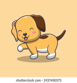 cute dog is walking cartoon illustration