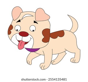 A cute dog walking isolated on a white background