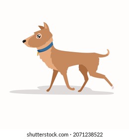 Cute dog walking vector illustration
