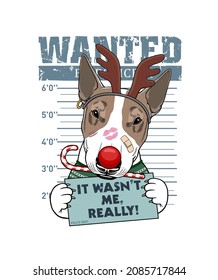 Cute dog, Wanted by Police, Christmas reindeer antlers dog costume, Pet costume, Bachelor party, stag party