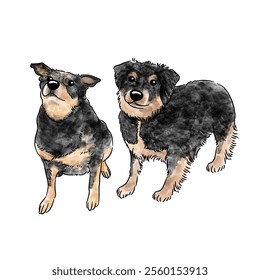 Cute Dog watercolor style illustration