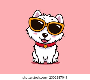 Cute dog wearing eyeglass cartoon character vector dog cartoon sticker design svg