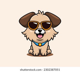 Cute dog wearing eyeglass cartoon character vector dog cartoon sticker design svg