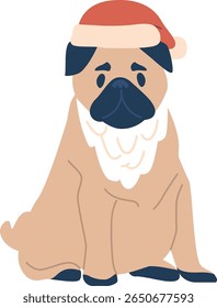 Cão bonito usando chapéu de Papai Noel