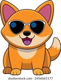 A cute dog wearing sunglasses vector illustration.
