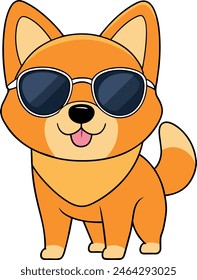  A cute dog wearing sunglasses vector illustration. This is an editable file.

