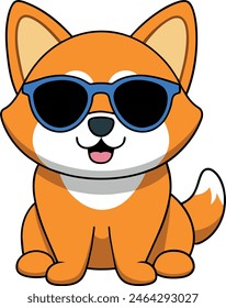  A cute dog wearing sunglasses vector illustration. This is an editable file.

