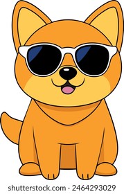  A cute dog wearing sunglasses vector illustration. This is an editable file.

