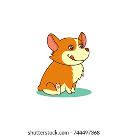 Cute dog of welsh corgi. Vector illustration of nice puppy. For cards, pet shops and veterinary clinics design.