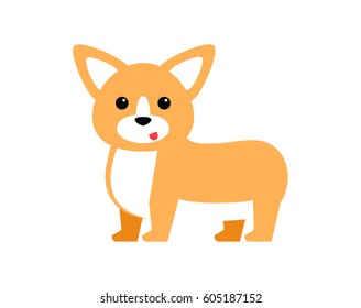 Cute Dog Welsh Corgi.Funny corgi vector illustration. Portrait of a dog