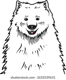 bonito cão branco cor ilustração desenho da mão
