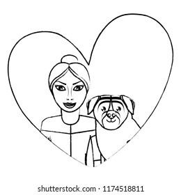cute dog and woman