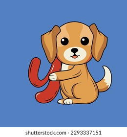 Cute dog with Y Letter Vector Illustration