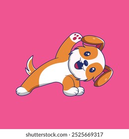 Cute Dog Yoga Cartoon Vector Icon Illustration.