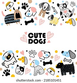 Cute doggie. Funny children's postcard. Colorful illustration.