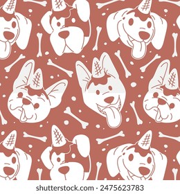 CUTE DOGGIE HEAD WITH AN ICE CREAM ON HEAD PATTERN