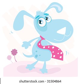 Cute doggie in park. Cute vector dog. Art vector Illustration.