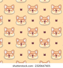 Cute doggies shiba inu kawaii seamless pattern