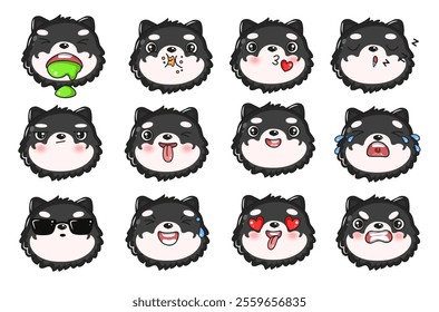 Cute doggy  kawaii illustration. Animal kawaii dog Characters avatars