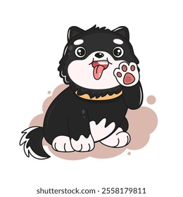 Cute doggy lifts its paw kawaii illustration. Animal kawaii Characters