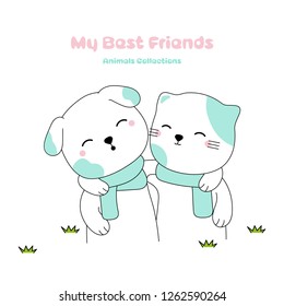 Cute dogs animal hand drawn style. Vector illustration design.