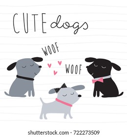 cute dogs animal vector illustration