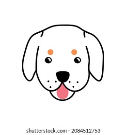 Cute dogs avatar. Adorable doggy head portrait. Labrador purebred puppy snout. Happy pups face with tongue out. Flat vector illustration of charming pets muzzle isolated on white background