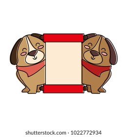 cute dogs with banner