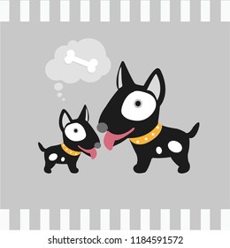 Cute dogs cartoon with bone.Vector illustration 