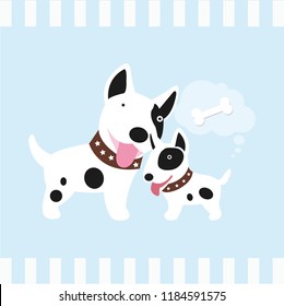 Cute dogs cartoon with bone.Vector illustration 