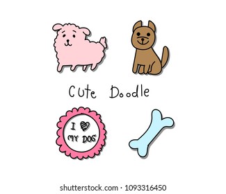 cute dogs cartoon sketch animals for t-shirt print, textile, patch, kid product,pillow, gift.vector illustrator,doodle style