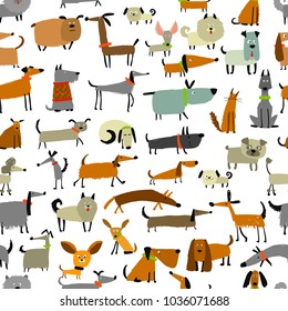 Cute dogs collection, seamless pattern for your design