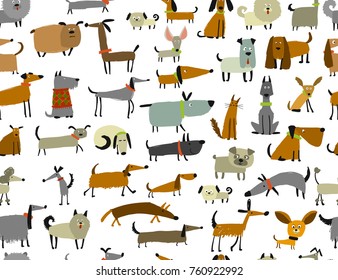 Cute dogs collection, seamless pattern for your design