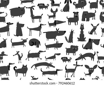 Cute dogs collection, seamless pattern for your design