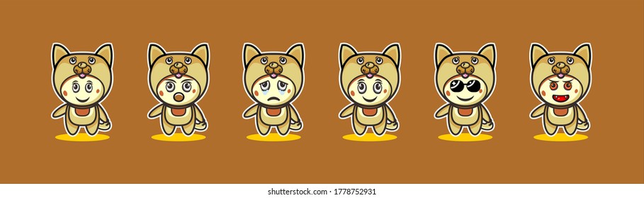 Cute dogs costume character vector illustration