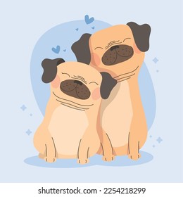 cute dogs couple mascots characters