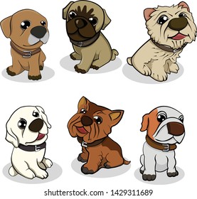 Cute dogs  different breeds of dogs illustration 