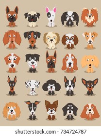 Cute dogs  different breeds of dogs illustration 