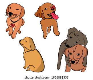 Cute Dogs of different characters, Hug, colors, doggie cute smile.