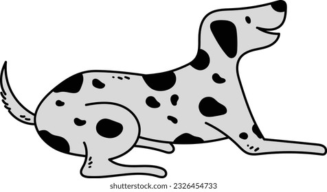 Cute dogs doodle vector set. Cartoon dog or puppy characters design collection with flat color in different poses. Set of funny pet animals isolated .
