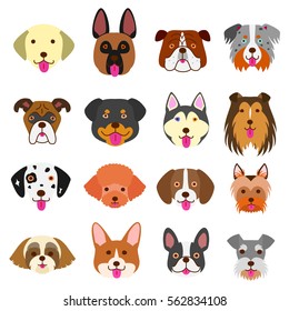 Cute Dogs Faces Set Stock Vector (Royalty Free) 562834108 | Shutterstock