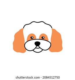 Cute dogs head avatar. Adorable doggy face portrait. Maltipoo breed puppy snout. Lovely pups muzzle. Happy canine animal. Flat vector illustration of charming pet isolated on white background