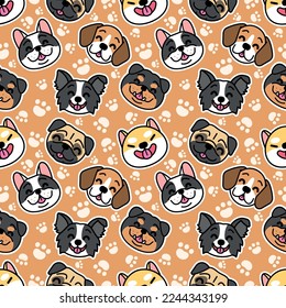 CUTE DOGS HEAD CARTOON SEAMLESS PATTERN