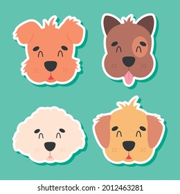 conjunto de iconos de la cabeza de los perros adorables