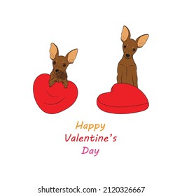 Cute dogs with hearts. Valentine's day. Vector illustration of a cartoon. Would be perfect for fabric, textile, gift wrap, wallpaper, design, background