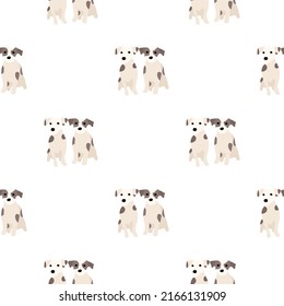 Cute dogs Jack Russell Terrier. Fanny animals . Vector hand drawn seamless pattern. Perfect for baby, kids apparel, print design, textile. White background.